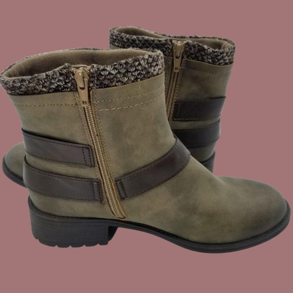 EARTH SPIRIT Low Cut Olive Green Western Look Winter Boots-8 1/2 - Picture 3 of 7